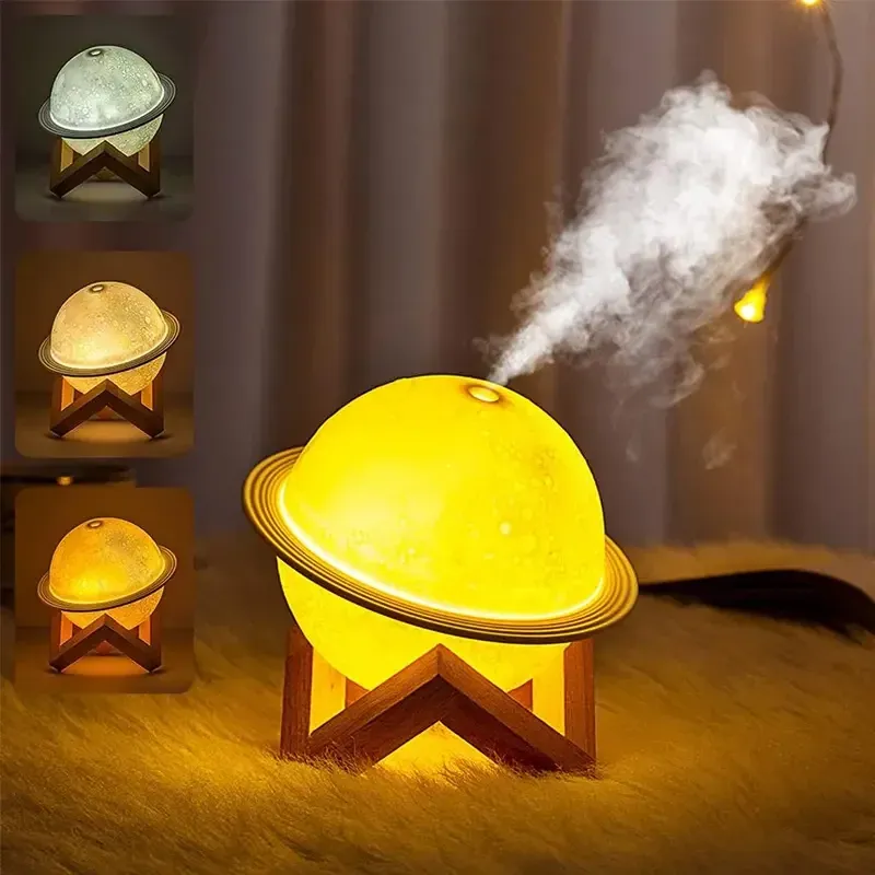 💫2-in1 Moon Planet Humidifier 3 Colors LED Night Light