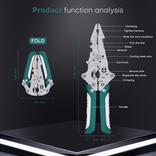 Multitool Cable Wire Stripper Cutters Crimper Pliers 18 In 1 Foldable Multifunctional Electrician Tool