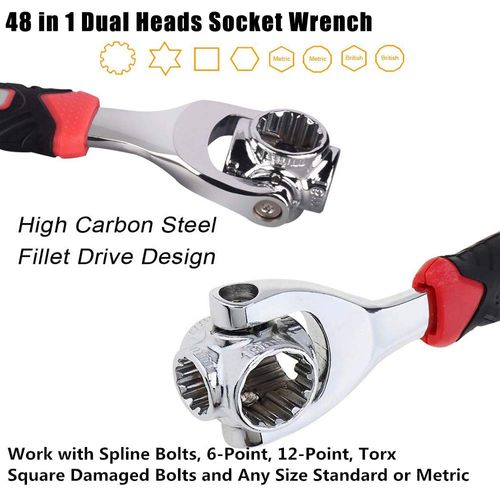 Universal Wrench 52 in 1 Socket Wrench Tool with Multifunction 360 Degree Rotating Head, Spanner Tool for Home and Car Repair