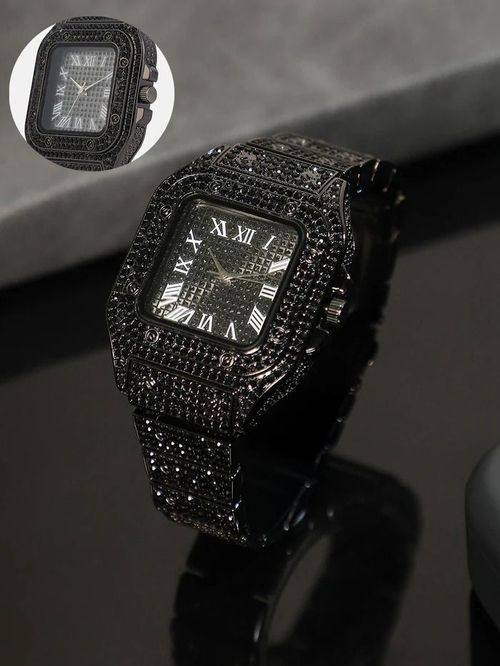 The Bijou Roman Square Watch - Midnight Black