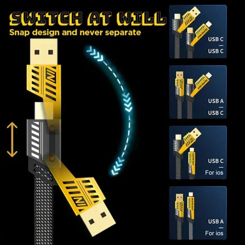 4-in-1 PD Fast Charging Cable, 27W, 65W
