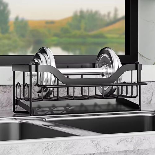 No-Hole Household Kitchen Countertop Esponja Drenagem Armazenamento Rack Toalha Bar + Pendurado Adesivos