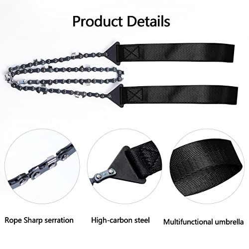 Sucrain Pocket Chainsaw with Paracord Handle, Folding Chain Hand Saw, Emergency Outdoor Survival Gear for Camping, Hunting, Hiking, Cutting Wood & Tree