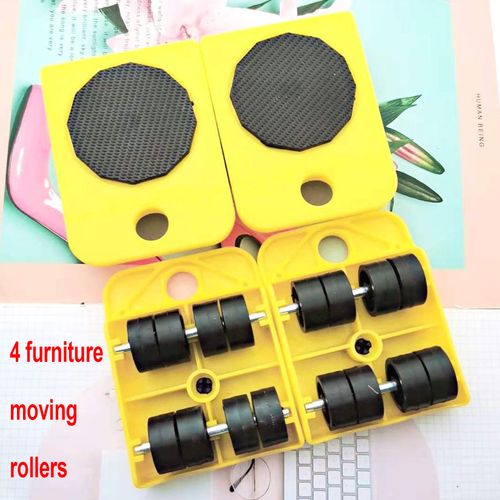 🔥Last Day 49% OFF Markeny 5 Pack Mover Tool Set Furniture Lifter Durable Heavy Appliance Furniture Lifting 360 Degree Rotatable Pads, 1 Lifting Rod and 4 Furniture Moving Rollers (Yellow)