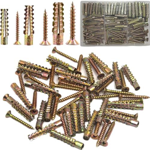 100pcs Tree Shaped Steel Wall Anchor with Screws for Hollow Wall