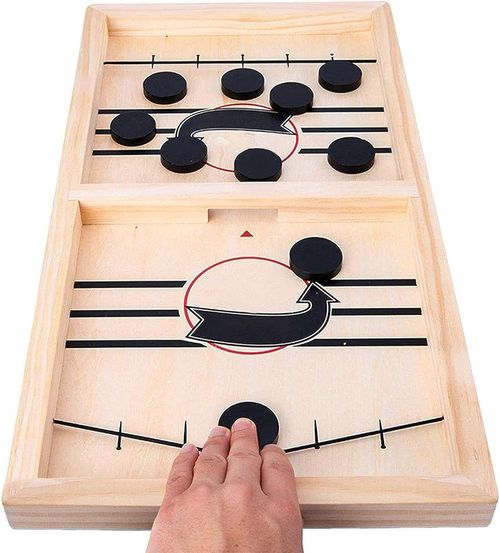 Fast Sling Puck Game - Fast Action Super Foosball Table Desktop Battle Slingshot Wooden Air Hockey Board Game -Guaranteed Fun for Family Game Night or Friends Party