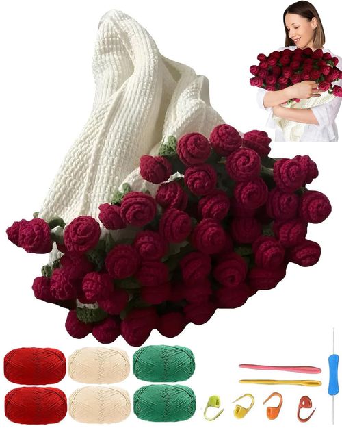 DIY Flower Bouquet Blanket, Rose Blanket Crochet Kit, DIY Crochet Flower Blanket