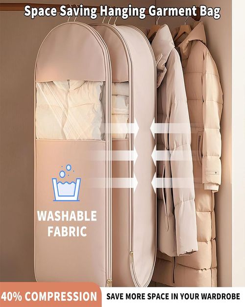 2025 Space Saving Hanging Garment Bag with Self Compression Zipper