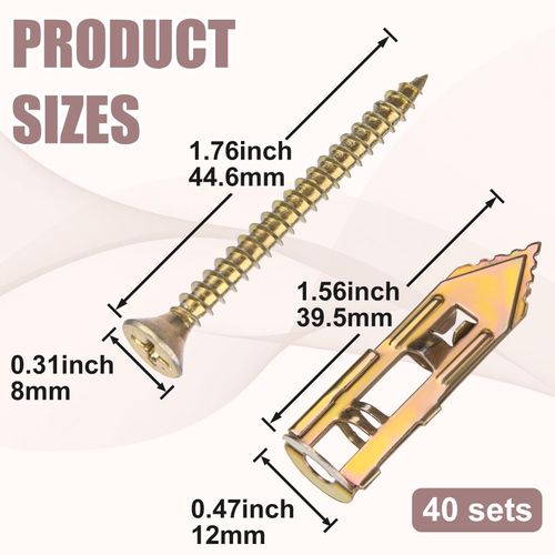 80 Pcs Self Drilling Drywall Anchors with Screws Kit