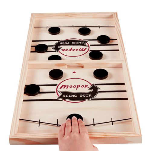 Fast Sling Puck Game - Fast Action Super Foosball Table Desktop Battle Slingshot Wooden Air Hockey Board Game -Guaranteed Fun for Family Game Night or Friends Party