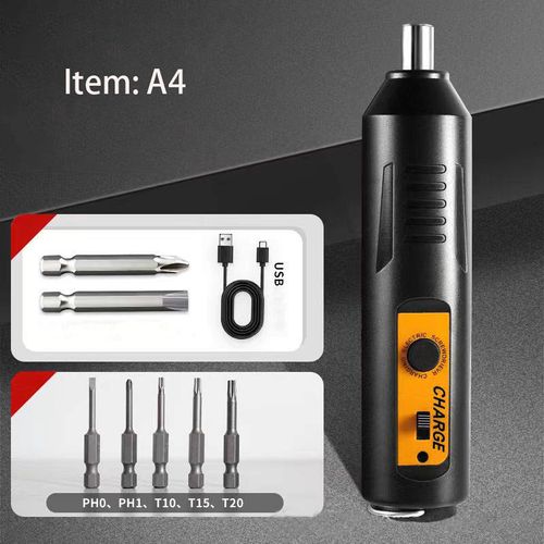 Mini forward and reverse electric screwdriver, rechargeable household large torque screwdriver, hardware tool set (2 long screwdriver bits + 10 short screwdriver bits)
