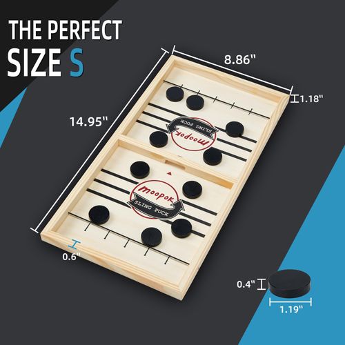 Fast Sling Puck Game - Fast Action Super Foosball Table Desktop Battle Slingshot Wooden Air Hockey Board Game -Guaranteed Fun for Family Game Night or Friends Party