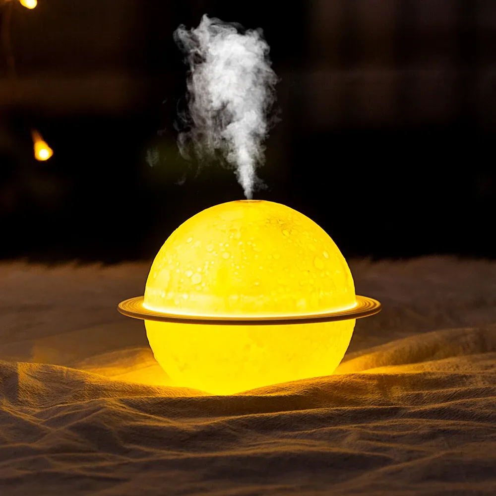 💫2-in1 Moon Planet Humidifier 3 Colors LED Night Light