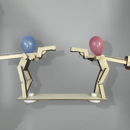 Wooden robot, DIY handmade wooden puppet balloon game