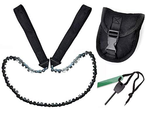 Sucrain Pocket Chainsaw with Paracord Handle, Folding Chain Hand Saw, Emergency Outdoor Survival Gear for Camping, Hunting, Hiking, Cutting Wood & Tree