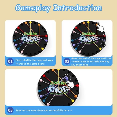 Rope Untangling Puzzle Game, Educational Strategy Board Game for Kids & Adults, Family Travel Party Games with Multi-Level Challenges, Gifts for All Ages
