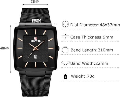 RORIOS Men's Watches Casual Analog Quartz Watch with Stainless Steel Mesh Band Ultra-Thin Minimalist Dial Wrist Watch Business Watch for Men, Black, Quartz Watch
