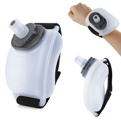 Wrist Sports Water Bottle with Adjustable Hand Strap 7 oz200 ml Soft Silicone BPA-Free for Hydration Morning Jogging Running Climbing Hands-Free Exercise