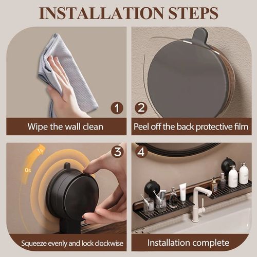 Walnut Bathroom, Kitchen Suction Cup Shelf