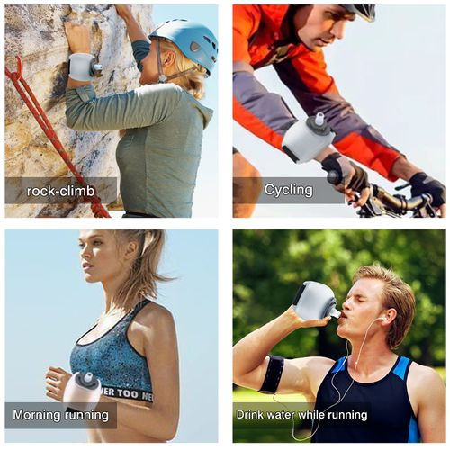 Wrist Sports Water Bottle with Adjustable Hand Strap 7 oz200 ml Soft Silicone BPA-Free for Hydration Morning Jogging Running Climbing Hands-Free Exercise
