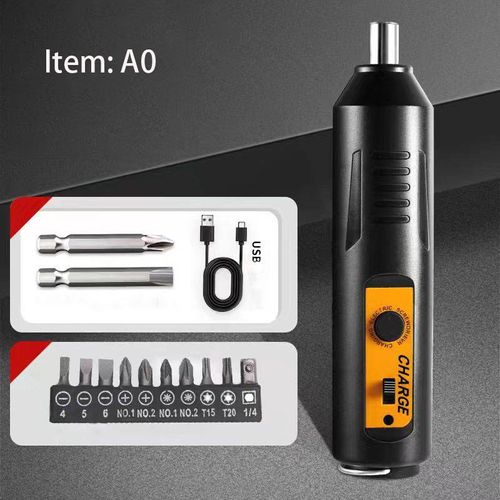 Mini forward and reverse electric screwdriver, rechargeable household large torque screwdriver, hardware tool set (2 long screwdriver bits + 10 short screwdriver bits)