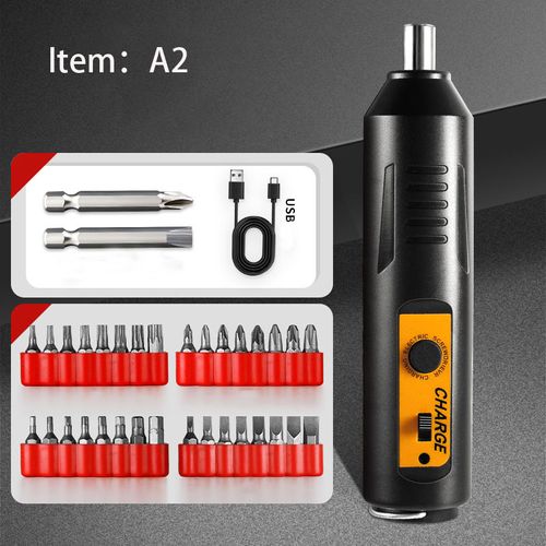 Mini forward and reverse electric screwdriver, rechargeable household large torque screwdriver, hardware tool set (2 long screwdriver bits + 10 short screwdriver bits)