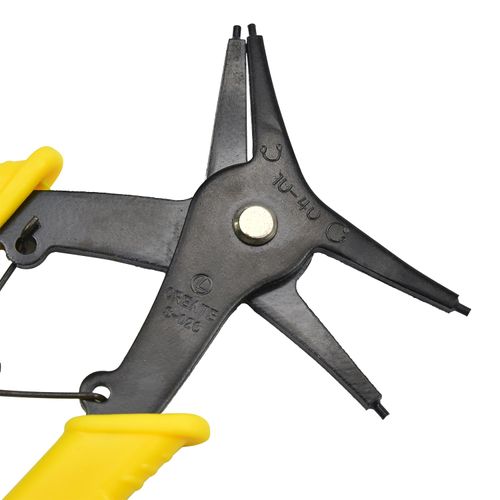 2 in 1 Snap Ring Pliers, Dual-purpose Retaining Ring Plier C-clip Plier for 10mm-40mm, Diameter Snap Ring Multifunctional Installation and Removal Tool (Yellow)