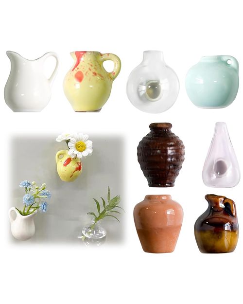 🌸Cute Plant Ceramic Vase Fridge Magnets（8pcs