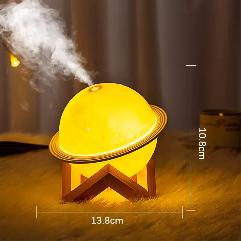 💫2-in1 Moon Planet Humidifier 3 Colors LED Night Light