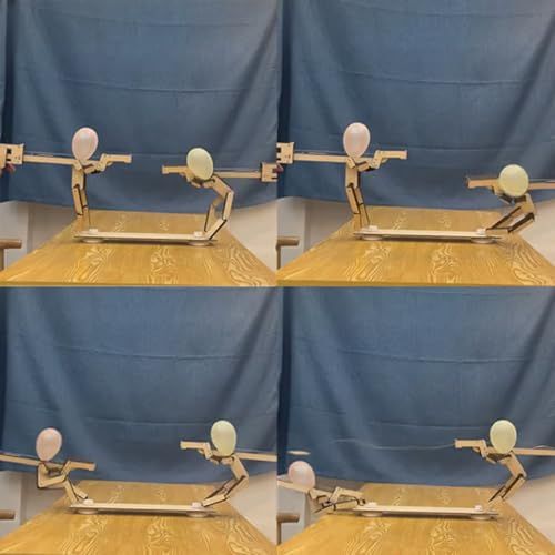 Wooden robot, DIY handmade wooden puppet balloon game