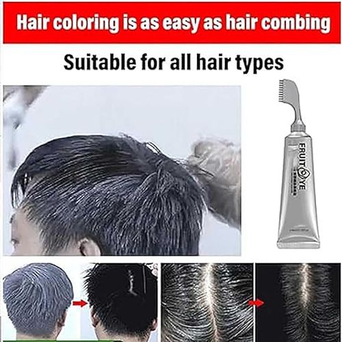 Fruit Essence Hair Dyeing Comb,Black Fruit Dyeing Cream,Plant Extract Hair Dye Essence,Hair Dye Cream With Comb (Black Brown)