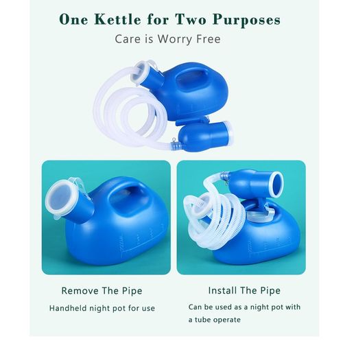 Male Urinal Bottle 68 OZ Portable Urinals for Men Hose with Lid