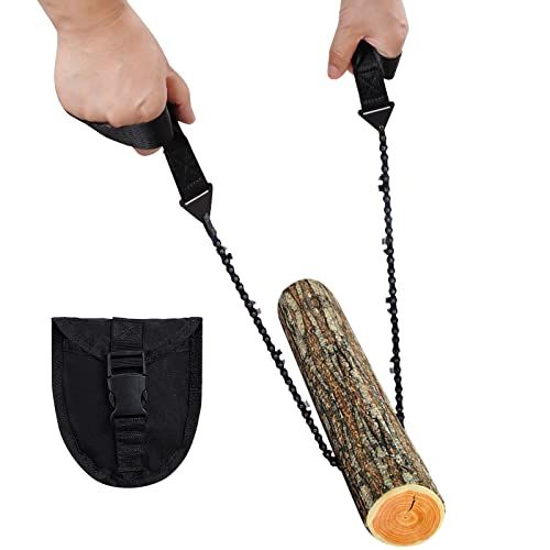 Sucrain Pocket Chainsaw with Paracord Handle, Folding Chain Hand Saw, Emergency Outdoor Survival Gear for Camping, Hunting, Hiking, Cutting Wood & Tree