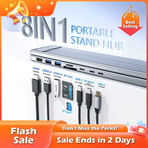 🏆Flash Sale⚡ 50K+ SOLD! Almost Gone-💥💻 8-in-1 USB-C Laptop Stand