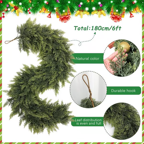 🏆2025 Super Value Se💥6 FT Artificial Cedar Garlands –Realistic Touch Winter Greenery