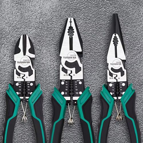 Multifunctional electrician's folding wire stripper with cutting and splitting function