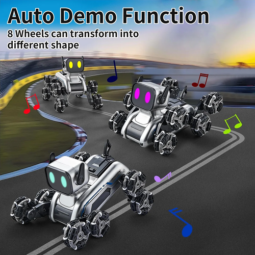 Remote Control Car Smart Robot Dog Induction Deformation Eight-Wheel Stunt Electric Mechanical Dog Toy