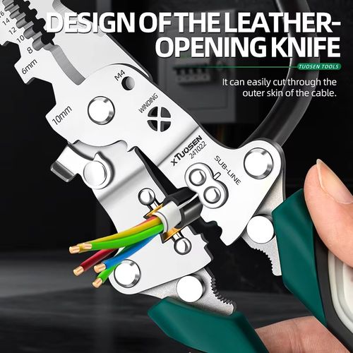 Multifunctional electrician's folding wire stripper with cutting and splitting function