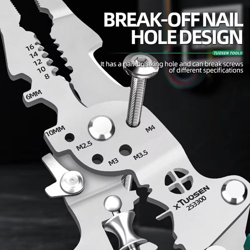 Multifunctional electrician's folding wire stripper with cutting and splitting function