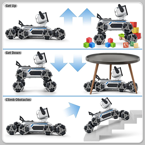 Remote Control Car Smart Robot Dog Induction Deformation Eight-Wheel Stunt Electric Mechanical Dog Toy