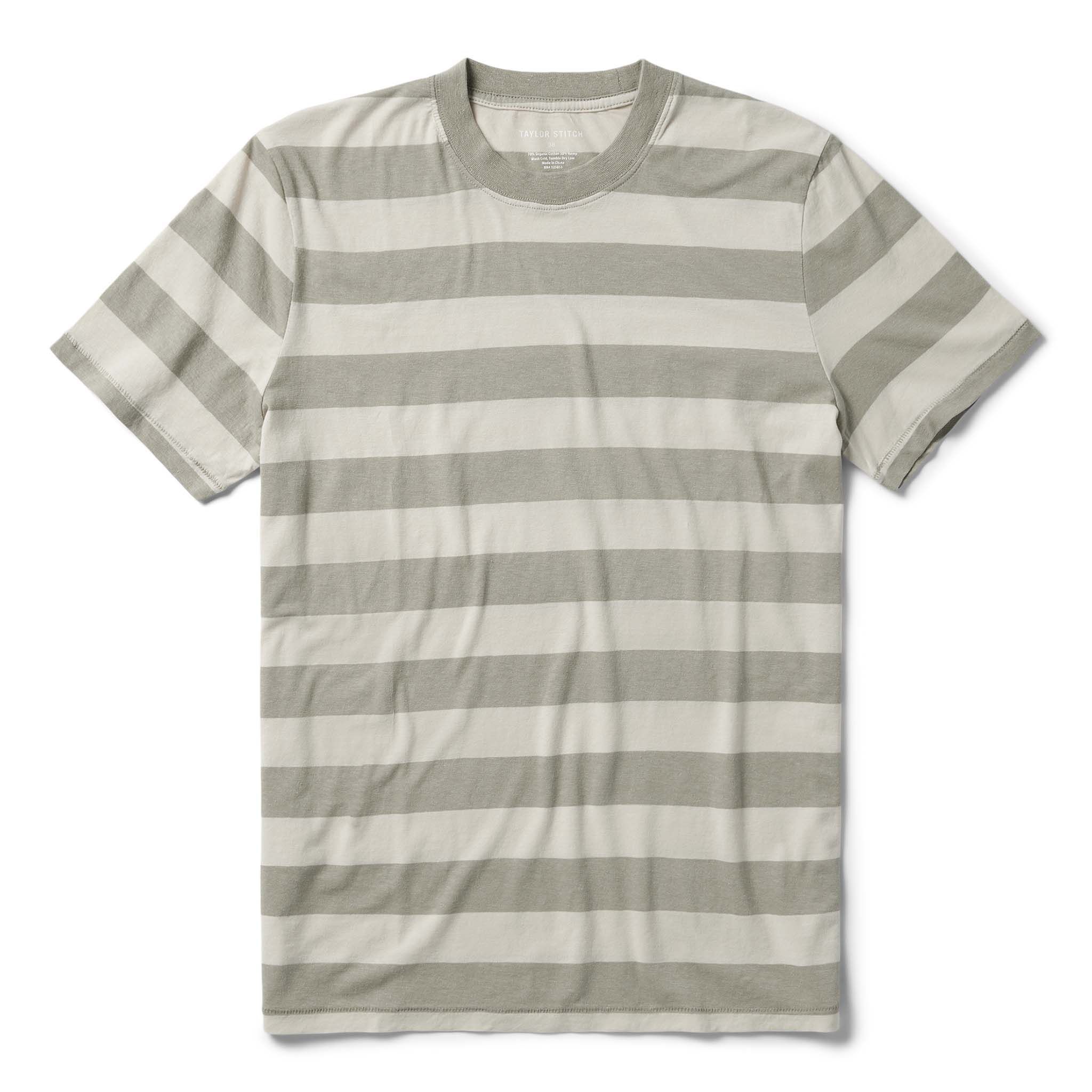 Usnrw Cotton Hemp Tee in Natural and Sagebrush Stripe