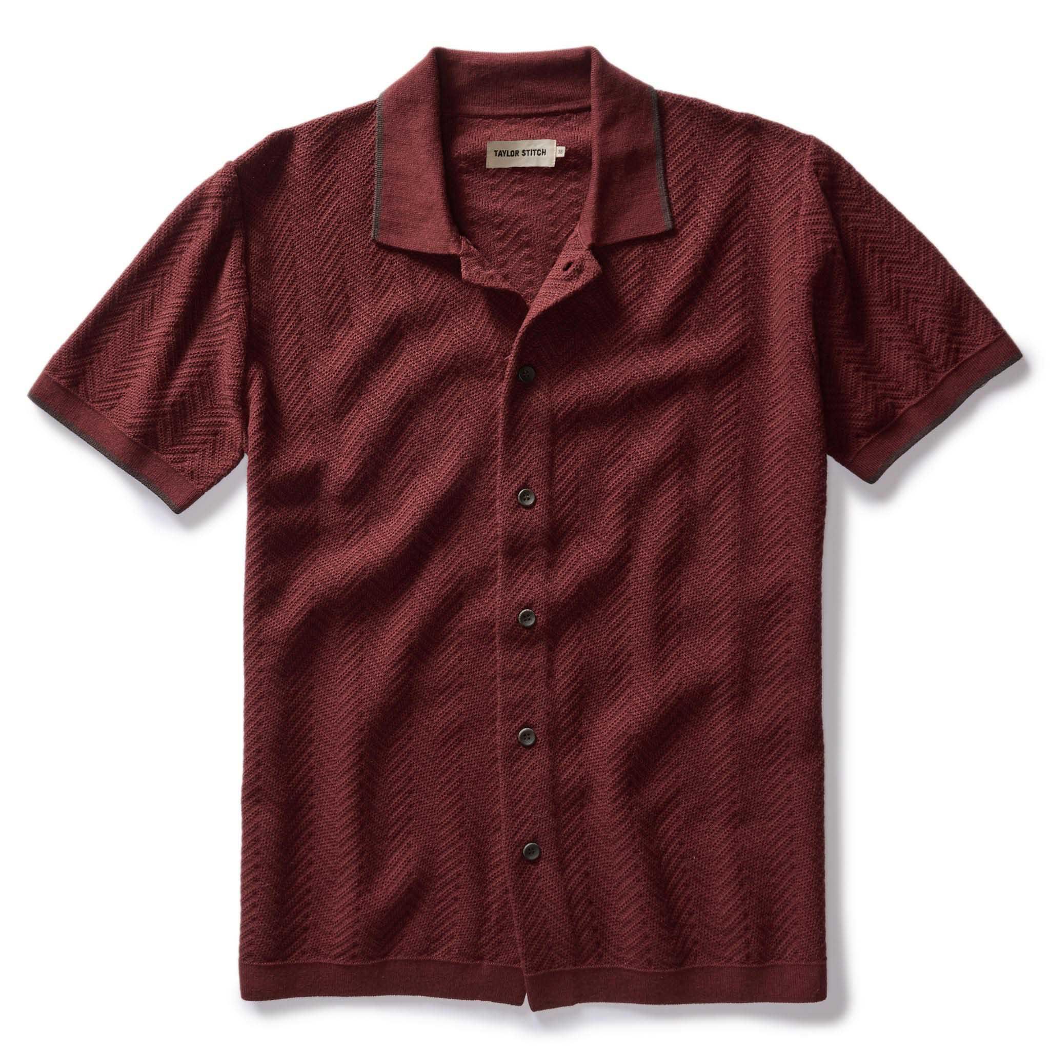 Usnrw Button Down Polo in Dried Cherry Herringbone