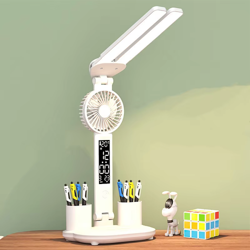3 Color Dimmable Living Room Modern Study Desk Led Lamp Fan With Lights Book Reading Night Light