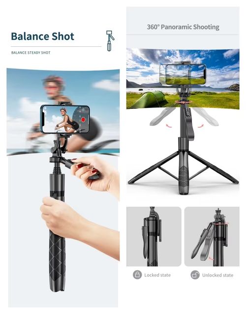 ✨Snap, Stream, Shoot! It is your ultimate selfie stick + tripod combo for perfect angles and endless content creation