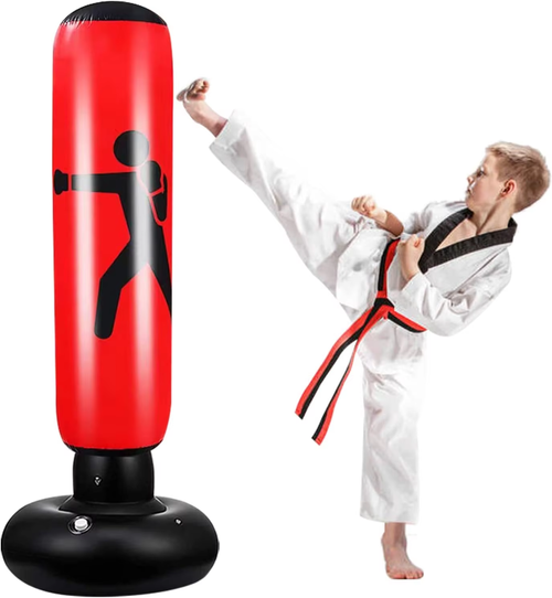 This 160cm free-standing inflatable boxing bag . It can help children engage in active exercise, improve hand-eye coordination skills, unleash their nature, relieve stress, and enable each child to grow up with confidence.