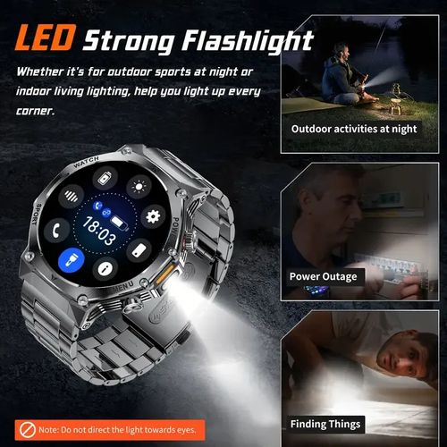LIGE Men's Smartwatch （Receive and Make Calls）1.80-inch Large Screen Smartwatch with 800mAh Battery, Outdoor Flashlight 100+ Sports Modes, Activity Tracker, IPX8 High Quality for iPhone and Android, 2 Straps