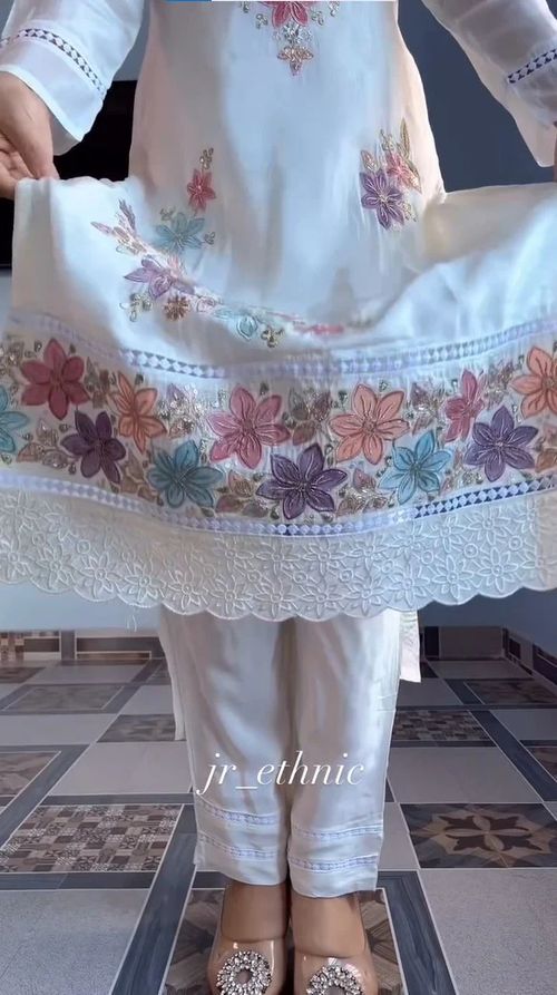 New Creap Silk Embroidered Suit With Dupatta
