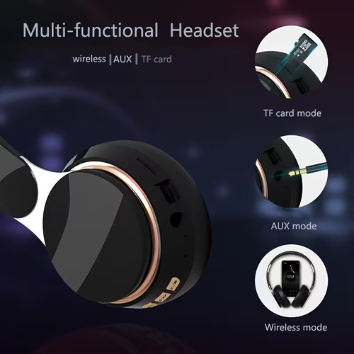 Wireless BT Headphones Over Ear Comfortable Foldable Headset with