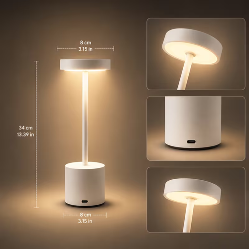 Touch Control LED Desk Lamp, 3 Color Modes Adjustable, USB Rechargeable Eye-Caring Table Light, Portable Reading Lamp for Office, Study Room, Bedroom Bedside, Dining Table Decor Lighting