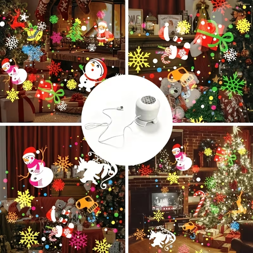 LED Christmas Projector Light, 360-Degree Rotating Dynamic Projection Night Ligh